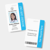 Moderne bedrijfs Logo Foto Blue Employee-id Badge (Front & Back)