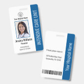Moderne bedrijfs Logo Foto Blue Employee-id Badge (Front & Back)