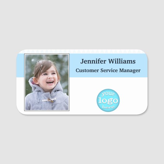 Moderne bedrijfs Logo werknemer foto Naamplaatje (Voorkant)