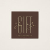 Moderne bedrijfs typografie script bruine cadeaubo vierkante visitekaartjes (Voorkant)