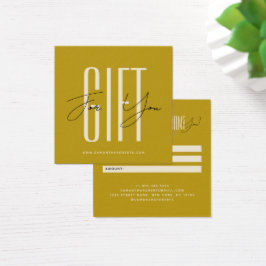 Moderne bedrijfs typografie script gouden cadeauka vierkante visitekaartjes