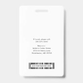 Moderne bedrijfslogo en personeelsfoto-identificat badge (Achterkant)