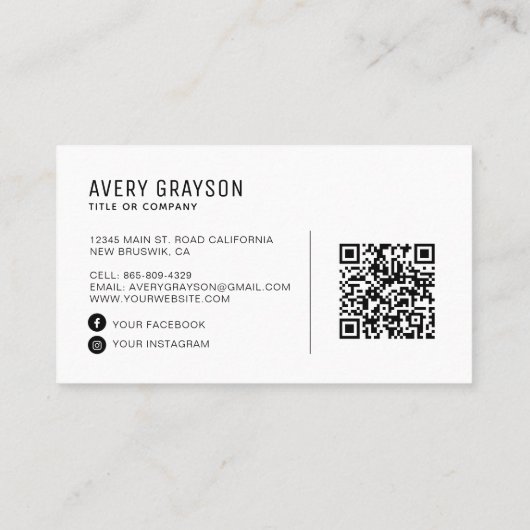 Moderne BedrijfsLogo Professionele QR Code Visitekaartje (Achterkant)