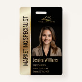 Moderne Bedrijfsmedewerker Foto Logo Black Gold Badge (Voorkant)