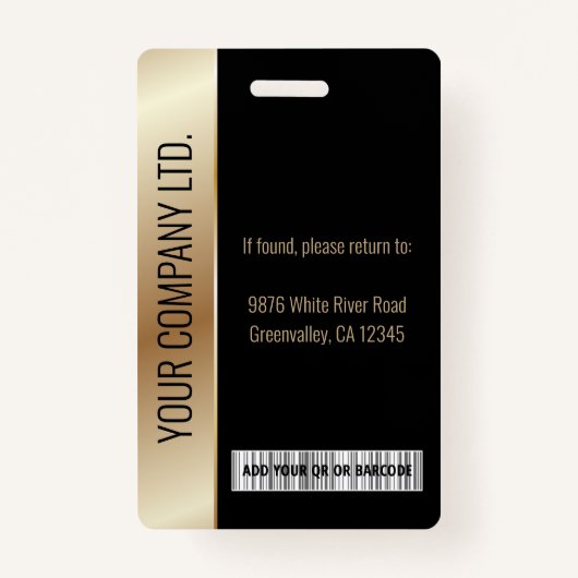 Moderne Bedrijfsmedewerker Foto Logo Black Gold Badge (Achterkant)