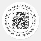 Moderne bedrijfsnaam Retouradres Rond QR-code Ronde Sticker (Voorkant)