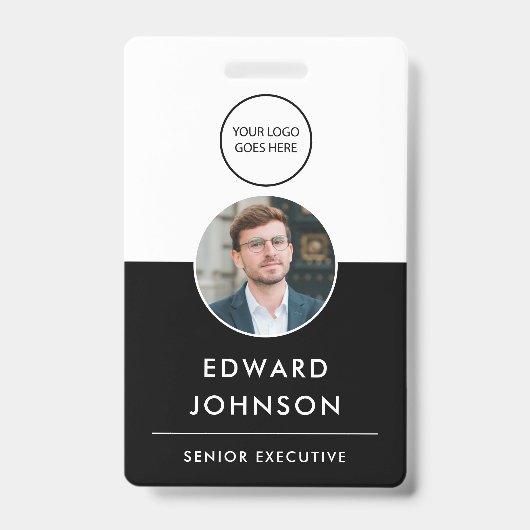 Moderne bedrijfspas met barcode, foto en ID van we Badge (Voorzijde)