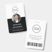 Moderne bedrijfspas met barcode, foto en identific badge (Voor- en achterkant)