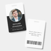 Moderne bedrijfspas met barcode, foto en werknemer badge (Voor- en achterkant)