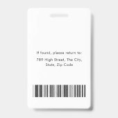 Moderne bedrijfspas met barcode, foto en werknemer badge (Achterkant)