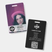 Moderne bedrijfspas met foto en QR-code Badge (Voor- en achterkant)
