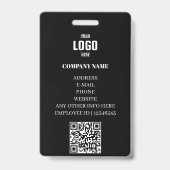Moderne bedrijfspas met foto en QR-code Badge (Achterkant)