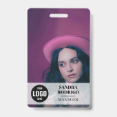 Moderne bedrijfspas met foto en QR-code Badge (Voorzijde)
