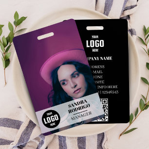 Moderne bedrijfspas met foto en QR-code Badge