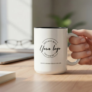Moderne bedrijfspromotie logo website tweekleurige koffiemok
