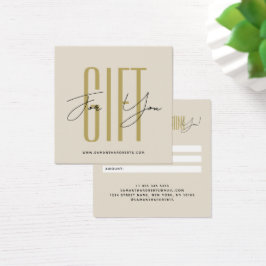 Moderne bedrijfstypografie script crème cadeaukaar vierkante visitekaartjes
