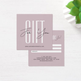 Moderne bedrijfstypografie script roze cadeaukaart vierkante visitekaartjes