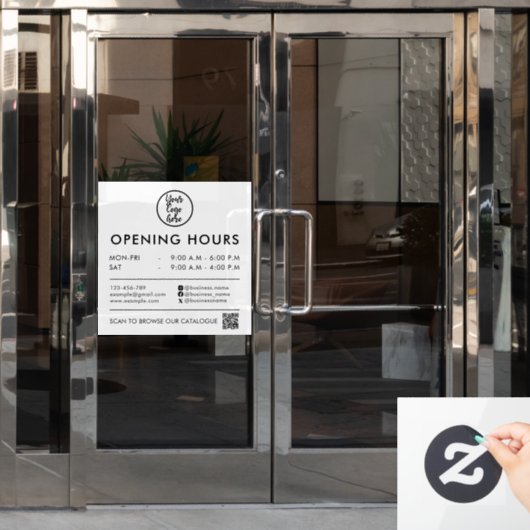 Moderne bedrijfsuren QR-code logo contactgegevens Raamsticker (Kantoordeur)