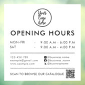 Moderne bedrijfsuren QR-code logo contactgegevens Raamsticker (Vel 3)