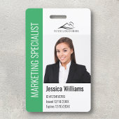 Moderne bedrijfwerknemer Foto Logo Name Green ID Badge