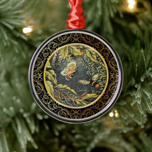 Moderne  Bee & Vlinder in Spinnenweb Metalen Ornament (Boom)