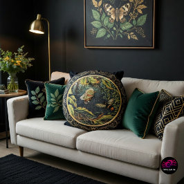 Moderne  Bee & Vlinder in Spinnenweb Rond Kussen