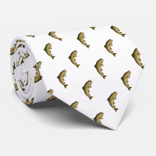 Moderne beek forel vis marine blauw wit visser stropdas (Opgerold)