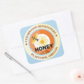 Moderne beer en bloeiende eierhoning vierkante sticker (Envelop)