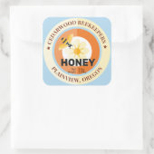 Moderne beer en bloeiende eierhoning vierkante sticker (Tas)