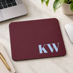 Moderne Beginletter in Burgundy Blauw met Monogram Muismat