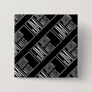 Moderne Beginletters met Naam Monogram Patroon Vierkante Button 5,1 Cm
