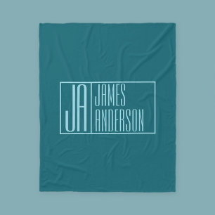 Moderne Beginletters & Naam Donker Teal & Lichtb Fleece Deken