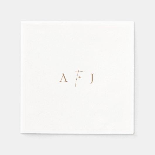 Moderne Beginletters 'tot' Trouwgoud Cocktail Servet (Voorkant)