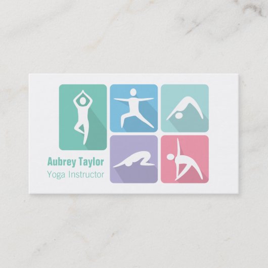 Moderne beginnersposes in Yoga Freelance Trainer Visitekaartje (Voorkant)