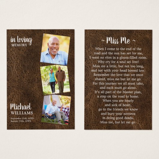 Moderne begrafenis 3 Foto Memorial Prayer Kaart (Voorkant /achterkant)