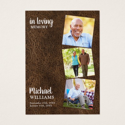Moderne begrafenis 3 Foto Memorial Prayer Kaart (Voorkant)