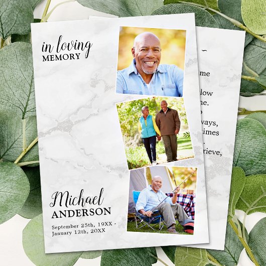 Moderne begrafenis 3 Foto Memorial Prayer Kaart Ma