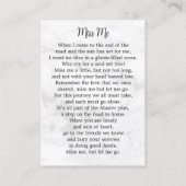 Moderne begrafenis 3 Foto Memorial Prayer Kaart Ma Contactkaartje (Achterkant)