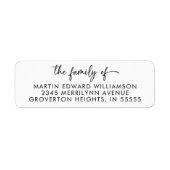 Moderne begrafenis De familie van de naam Terugkee Etiket (Voorkant)