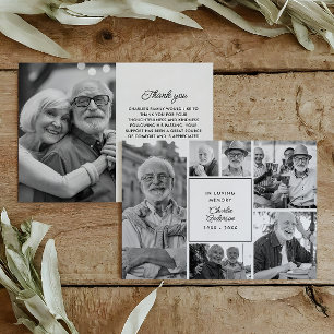 Moderne begrafenis / gedenkteken 6-foto collage bedankkaart