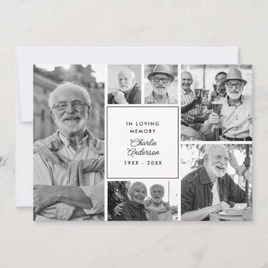 Moderne begrafenis / gedenkteken 6-foto collage bedankkaart (Voorkant)