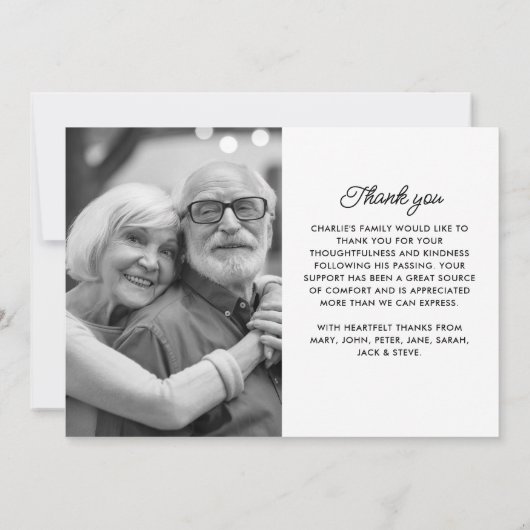 Moderne begrafenis / gedenkteken 6-foto collage bedankkaart (Achterkant)