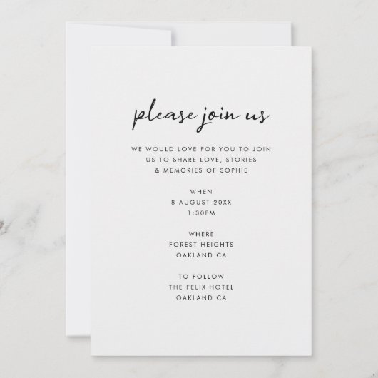 Moderne begrafenis | Herdenking van de levensdenkb Kaart (Achterkant)