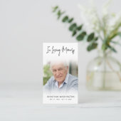Moderne begrafenis in liefdevolle herinnering Foto Visitekaartje (Staand voorkant)