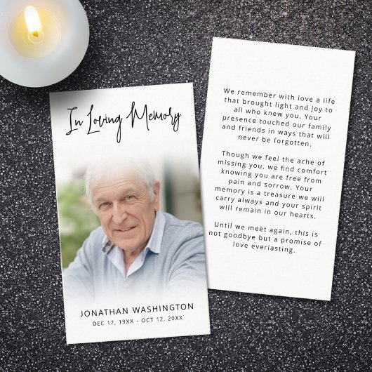 Moderne begrafenis in liefdevolle herinnering Foto Visitekaartje