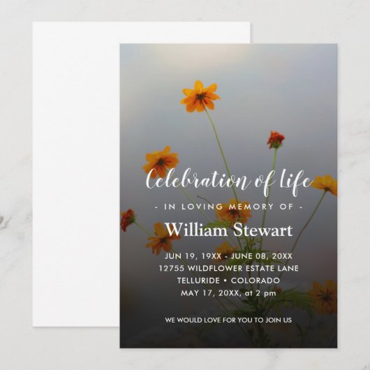 Moderne begrafenis | Levensbloem Kaart (Voorkant / Achterkant)