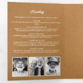 Moderne begrafenis / Memorial Faux Kraft Fotocolla Drieluik Programma (Binnenzijde eerst)