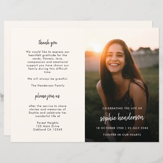 Moderne begrafenis | Memorial Order of Service (Voorkant / Achterkant)