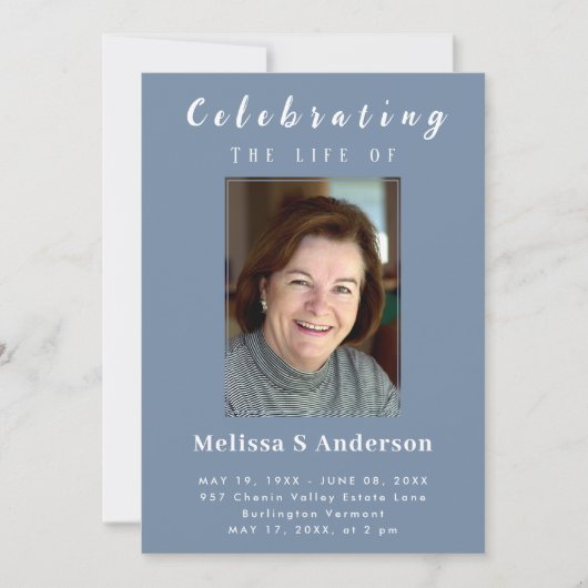 Moderne begrafenis minimale foto viering van het l kaart (Voorkant)