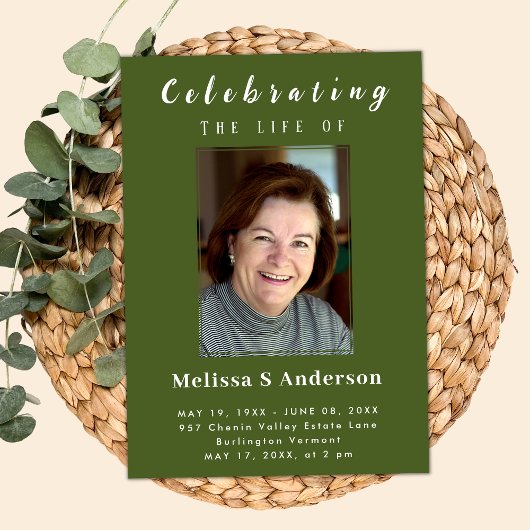 Moderne begrafenis minimale foto viering van het l kaart